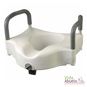 Asiento con aumento para baño con seguro y brazos de apoyo