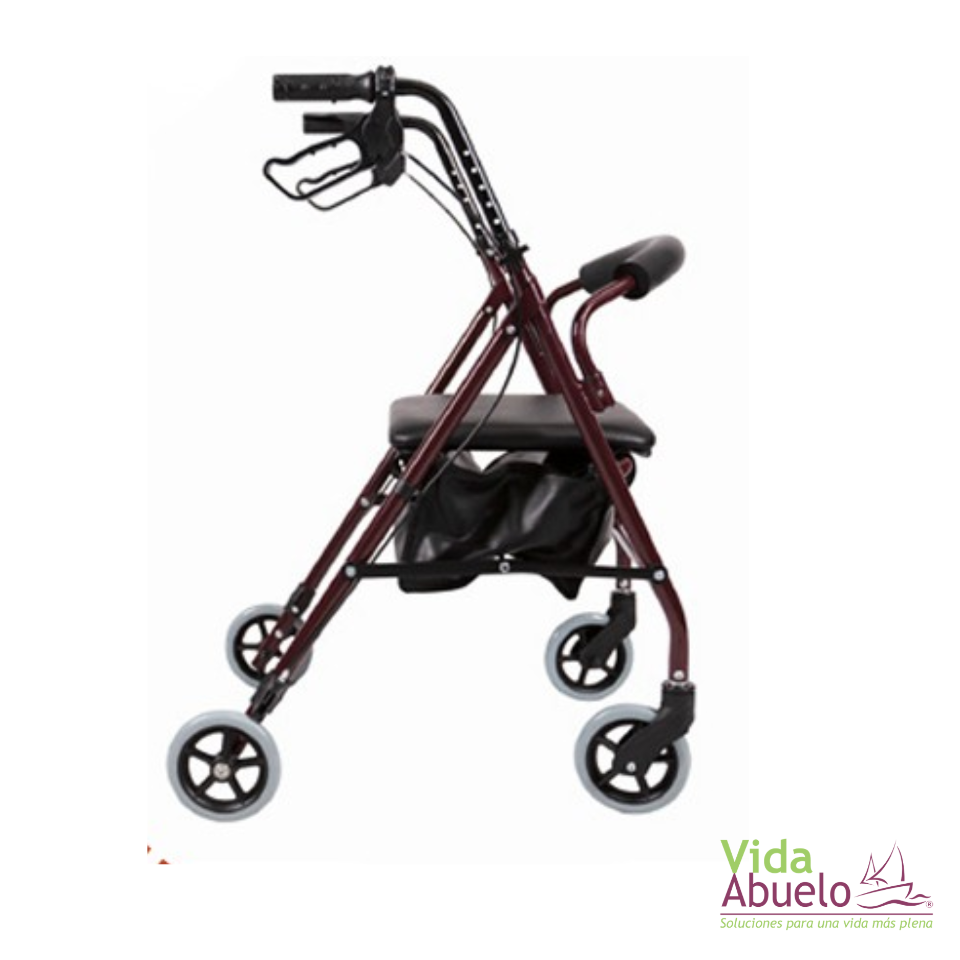 Andador rollator con asiento y bolsa de lona compacta - Imagen 2