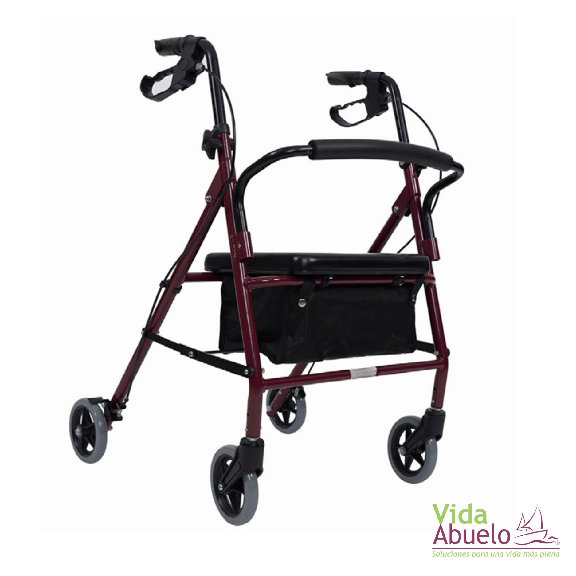 Andador rollator con asiento y bolsa de lona compacta