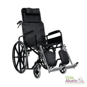 Silla de ruedas reclinable negra