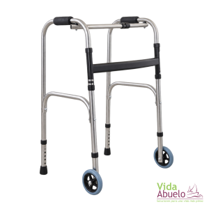 Andador plegable con ruedas cromado