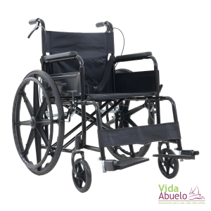 Silla de ruedas económica con rin poli y frenos manuales
