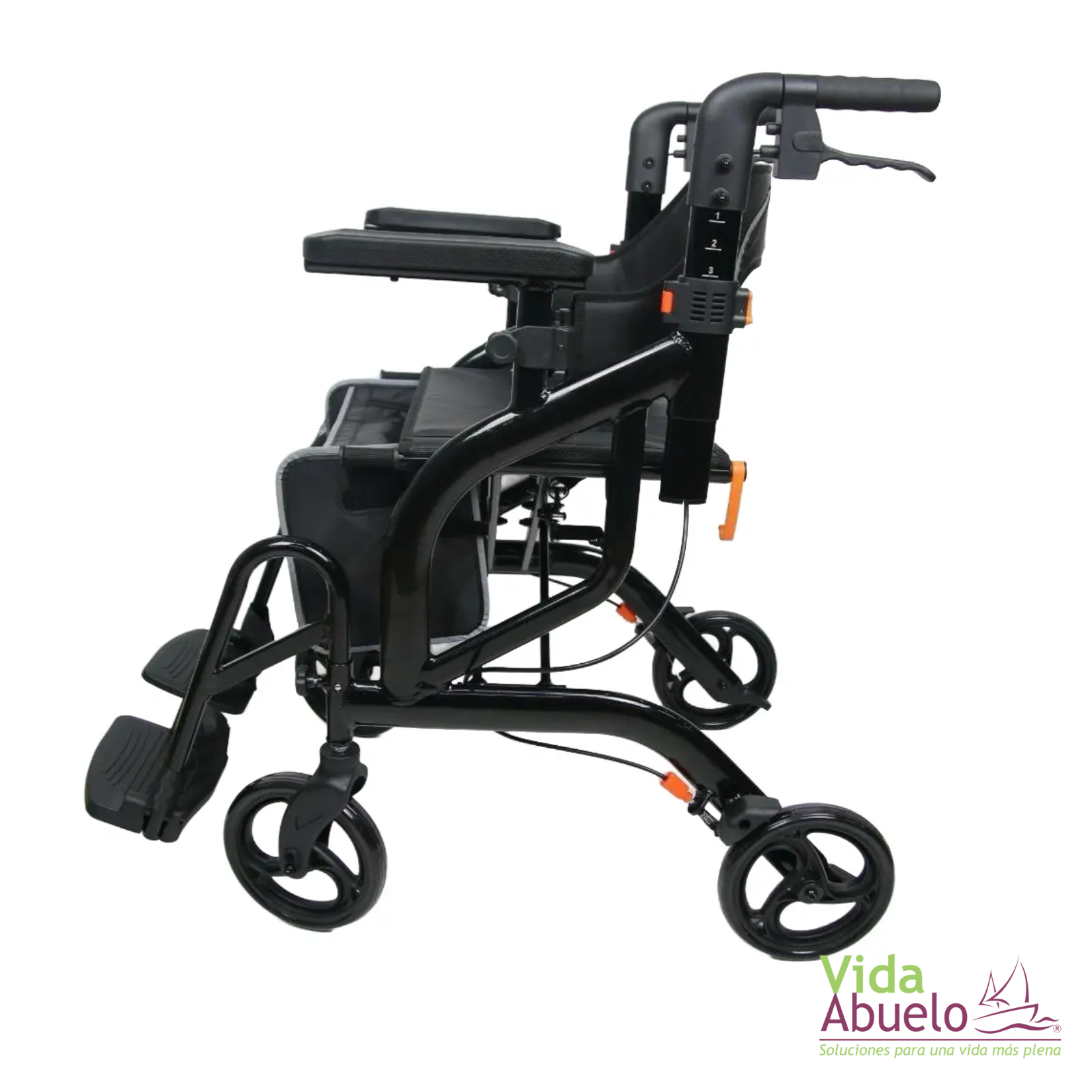 Andador Rollator 2 en 1 de lujo negro - Imagen 2