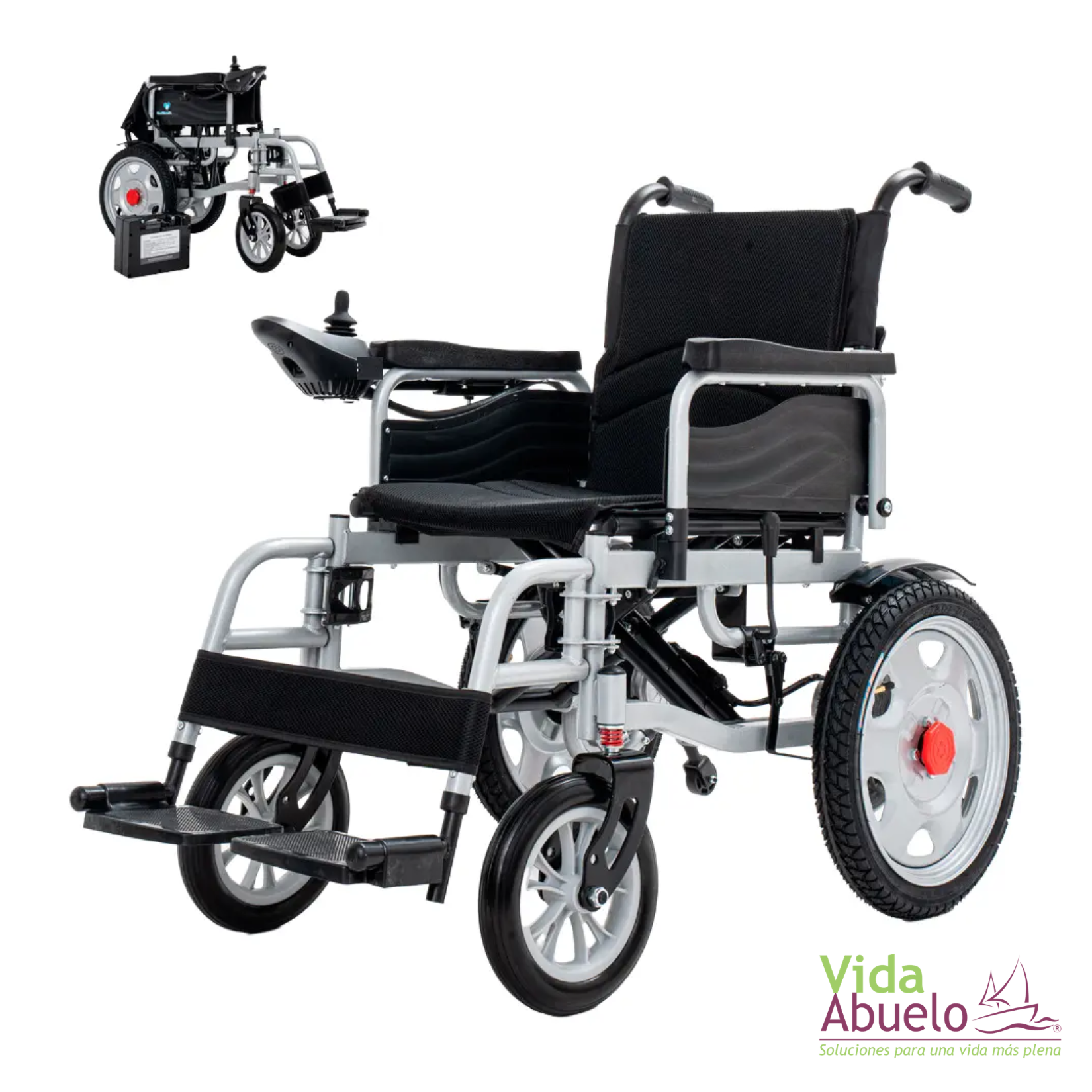 Silla de ruedas eléctrica todoterreno con amortiguadores y ligera