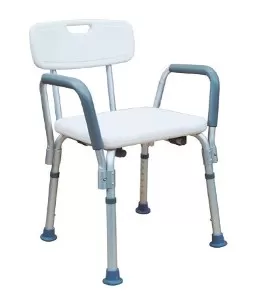 Silla ajustable para ducha o regadera con respaldo y asas de apoyo
