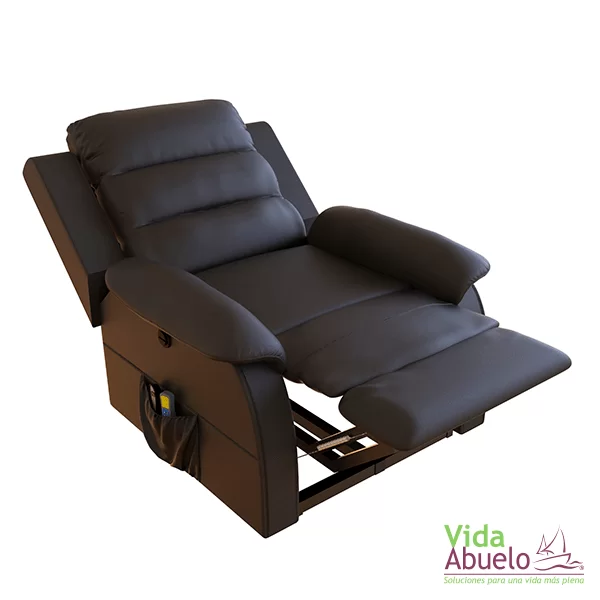 Sillón eléctrico económico con masaje y calor color marrón en vinil - Imagen 3