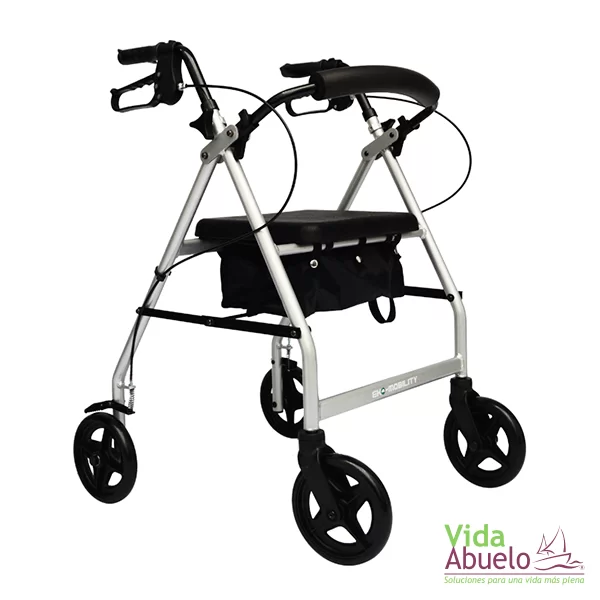 Andador Rollator con bolsa o canastilla y asiento de vinil Titanium