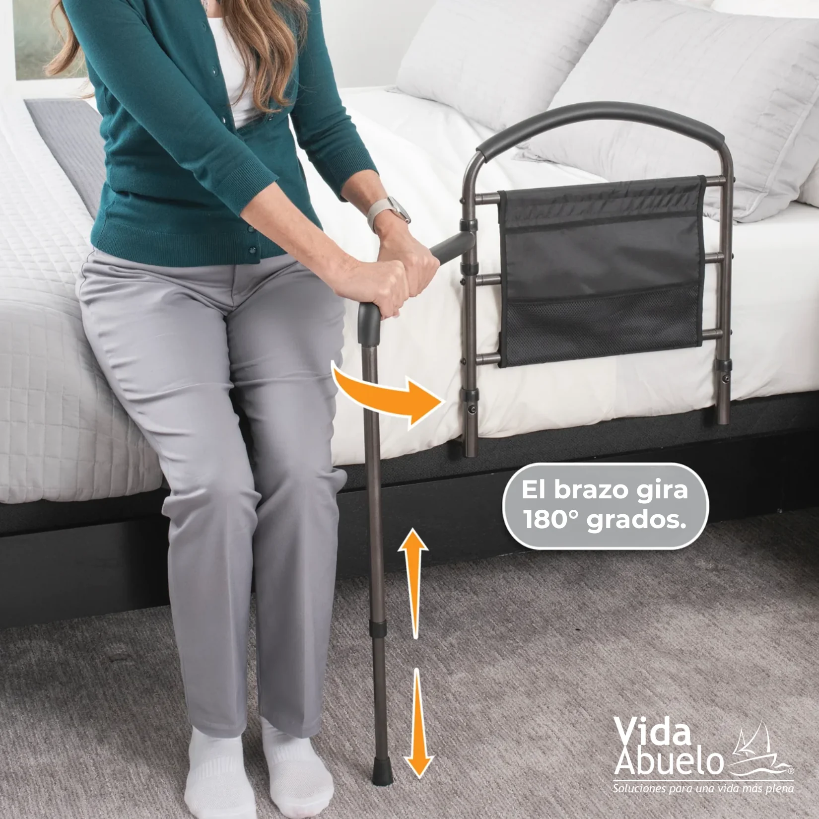 Barandal de seguridad para cama con Brazo Giratorio - Imagen 2