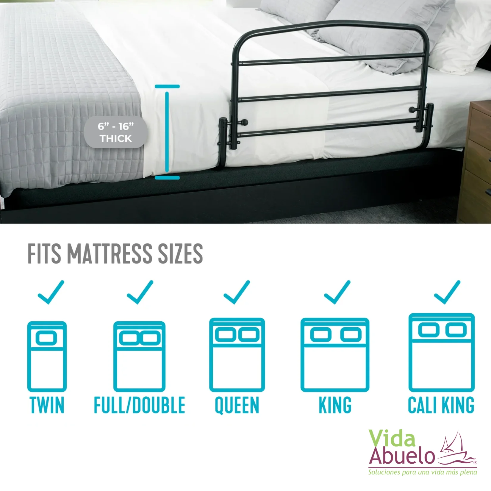 Barandal de seguridad para cama de 76cm. sin organizador - Imagen 4