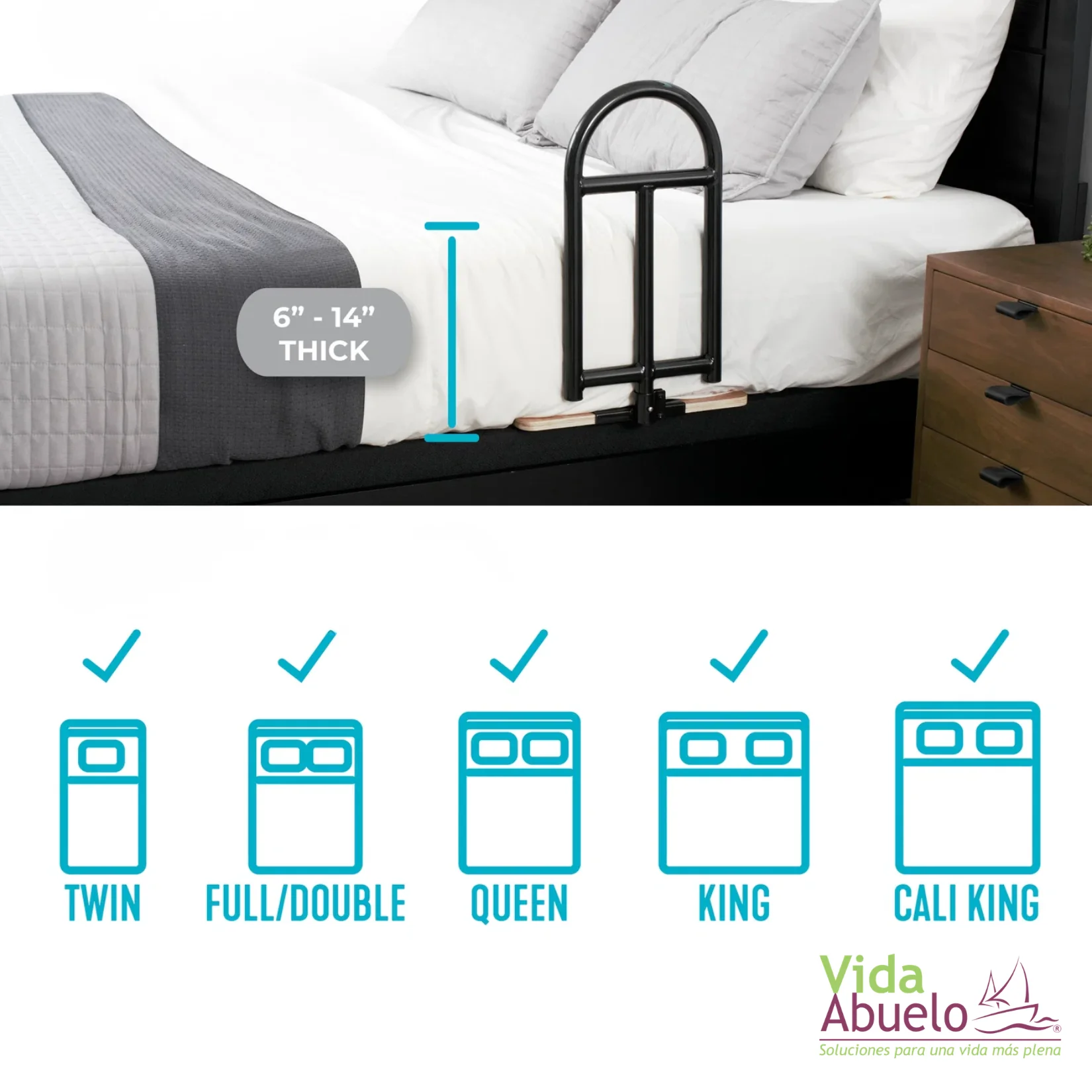 Soporte estilo bastón para cama con organizador - Imagen 5