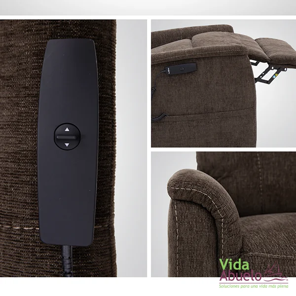 Sillón con elevación en tela Latte - Imagen 3