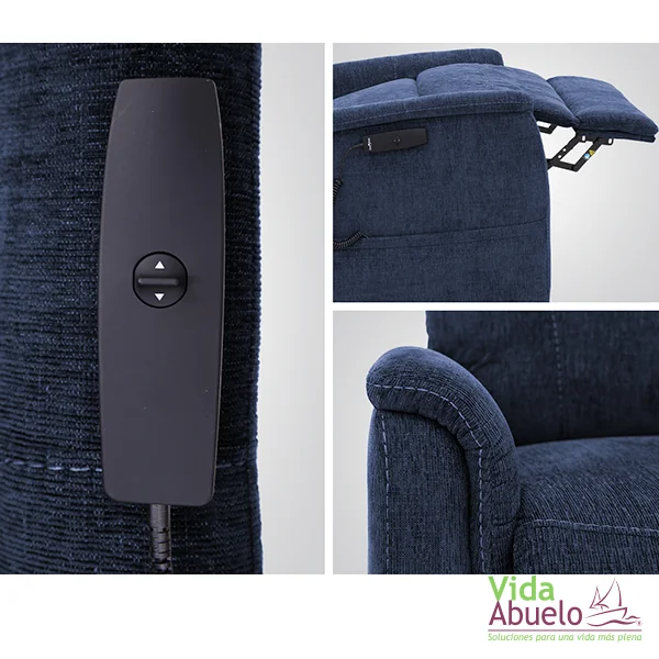 Sillón con elevación en tela Azul - Imagen 3