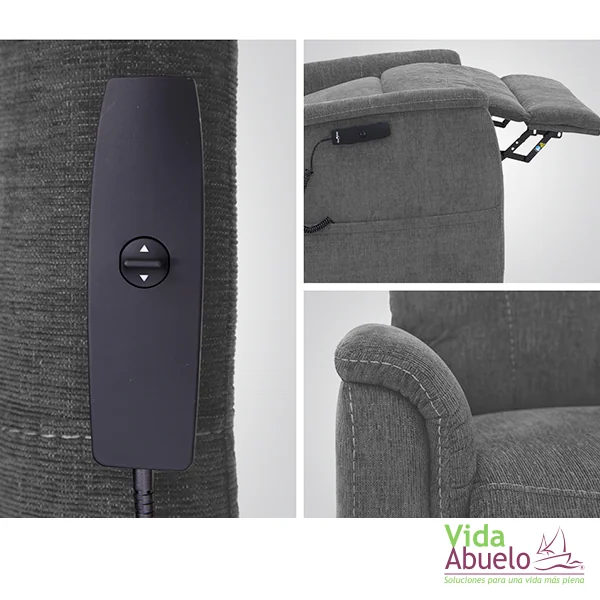 Sillón con elevación en tela Gris - Imagen 3