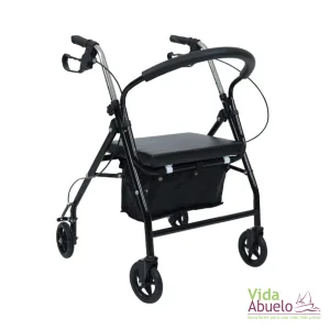 Andador Rollator con asiento y bolsa negro