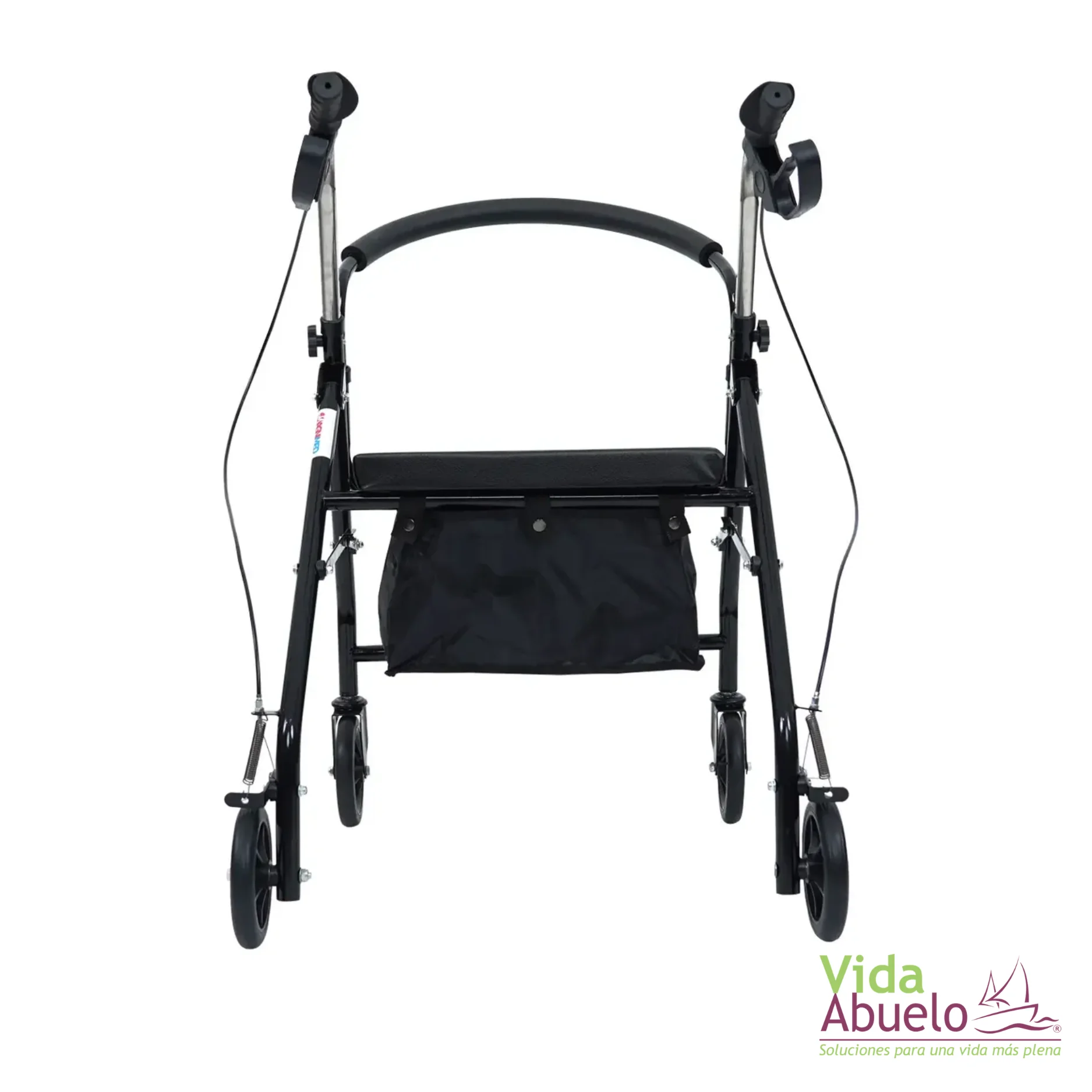Andador Rollator con asiento y bolsa negro - Imagen 2