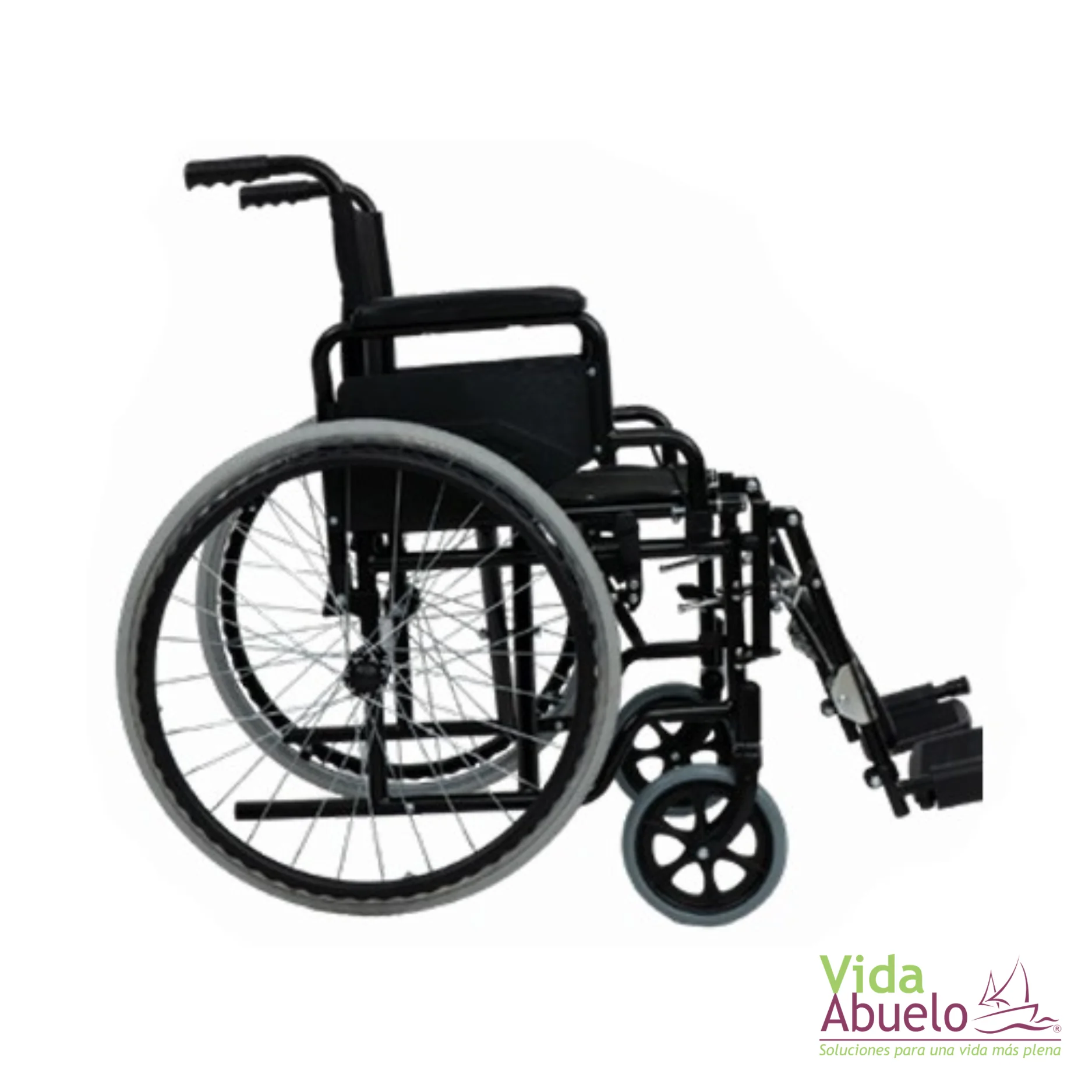 Silla de ruedas con elevapiernas negro - Imagen 3