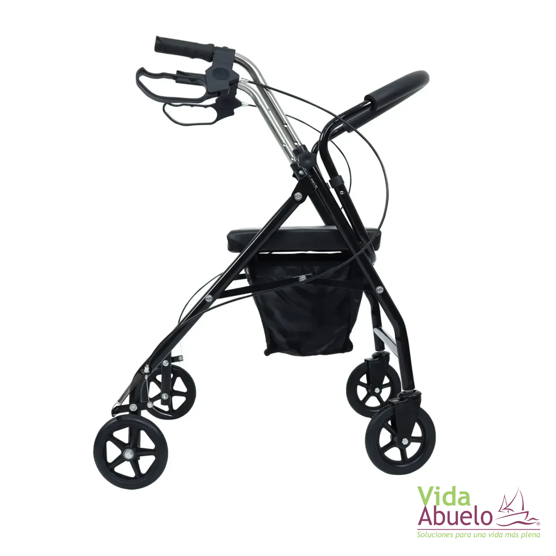 Andador Rollator con asiento y bolsa negro - Imagen 3