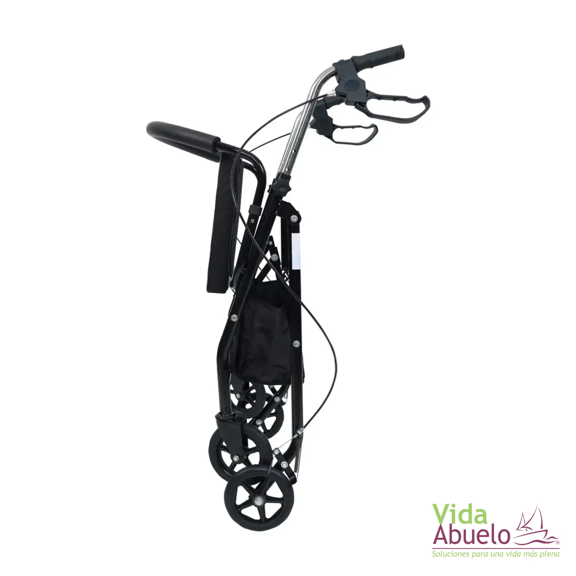 Andador Rollator con asiento y bolsa negro - Imagen 4
