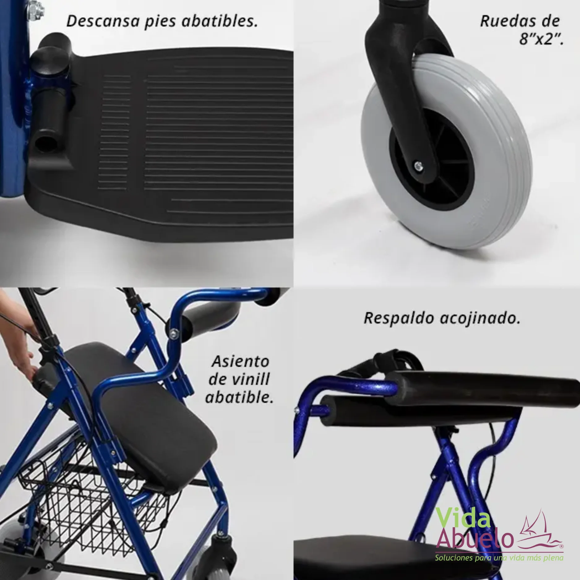 Andador Rollator 2 en 1 Azul - Imagen 4