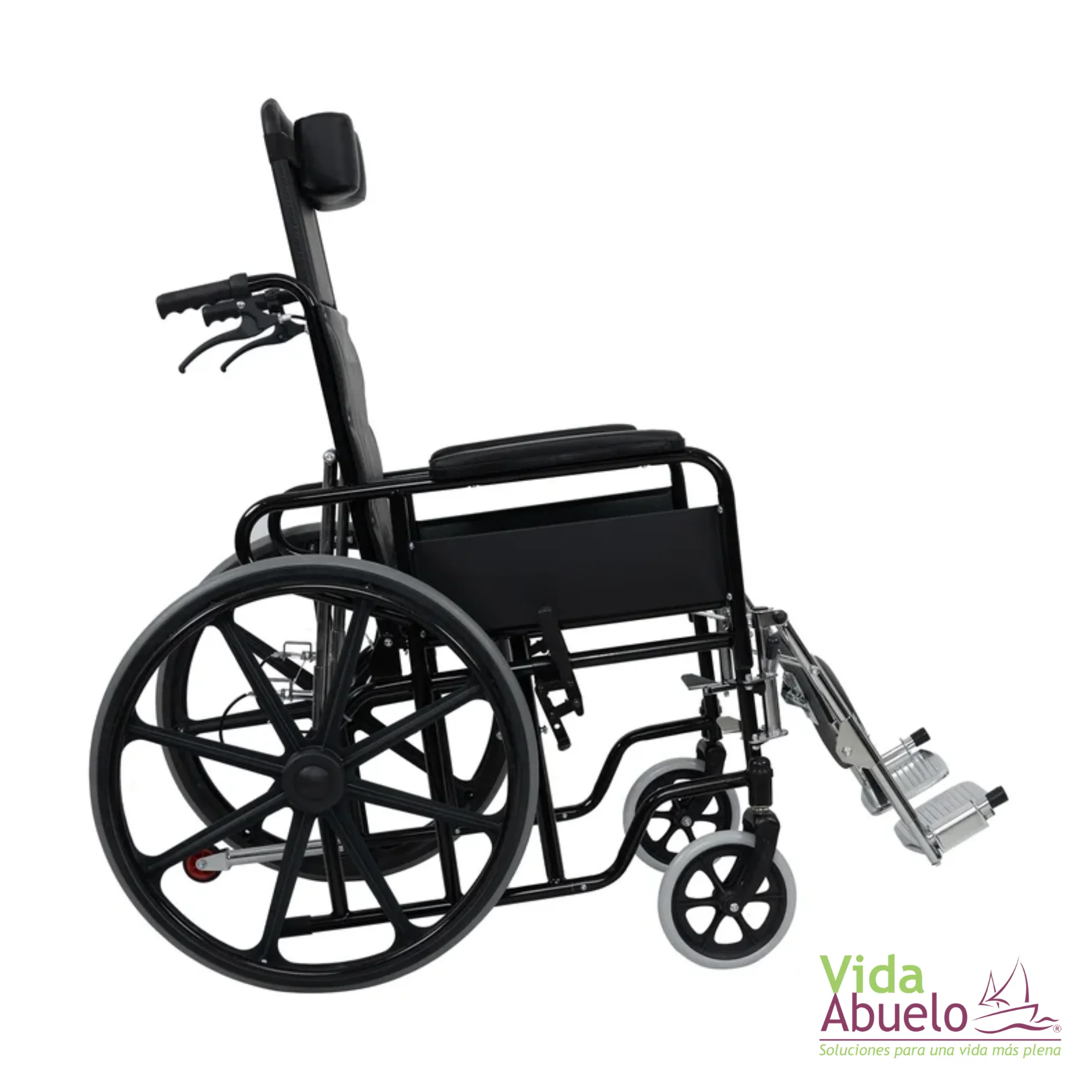 Silla de ruedas reclinable negra - Imagen 2