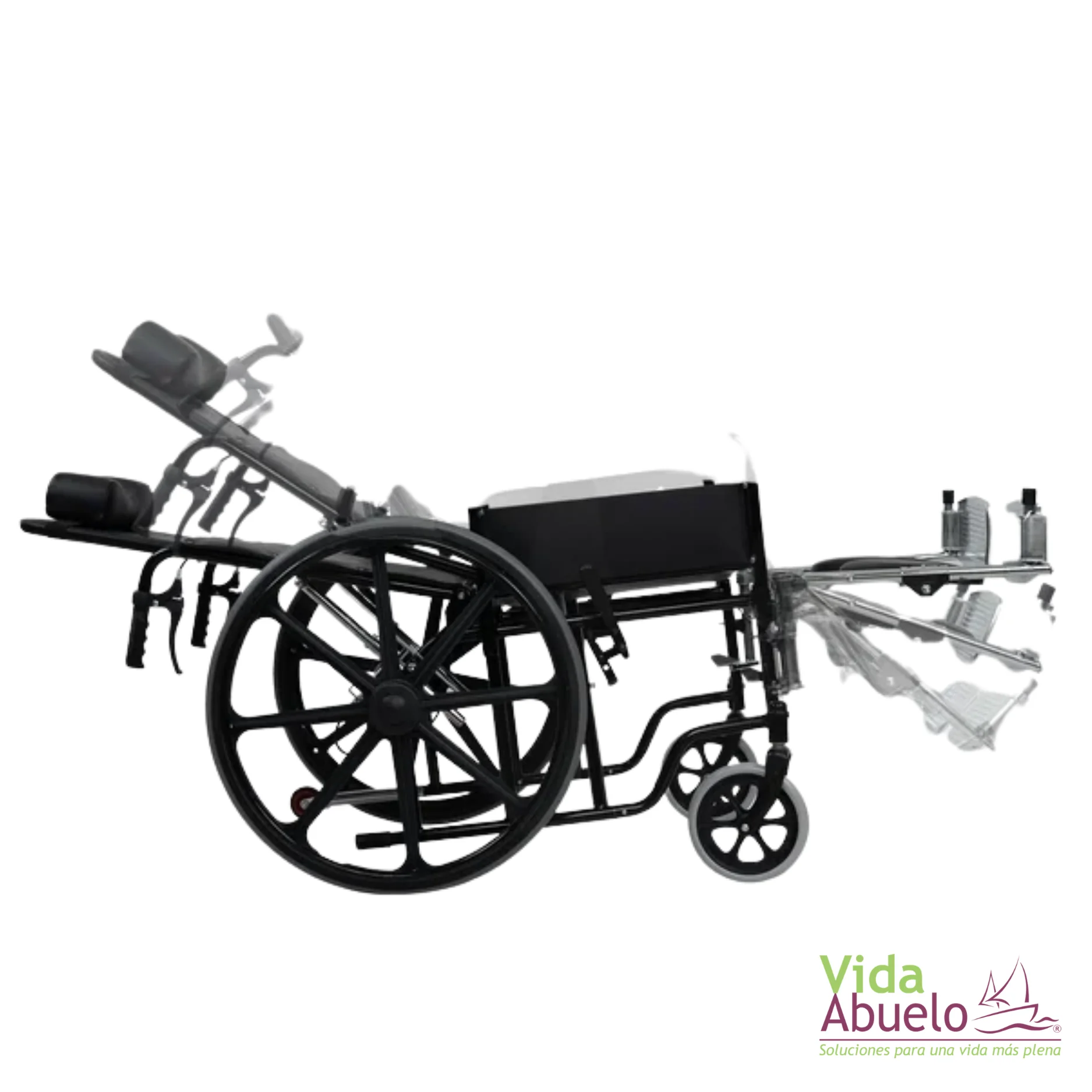 Silla de ruedas reclinable negra - Imagen 3