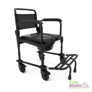 Silla comodo para ducha con ruedas y soporte antivuelco