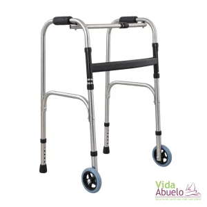 Andador plegable con ruedas cromado