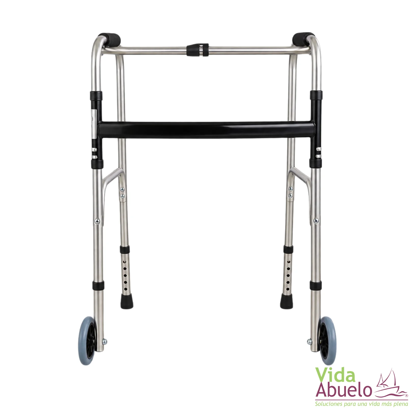 Andador plegable con ruedas cromado - Imagen 2