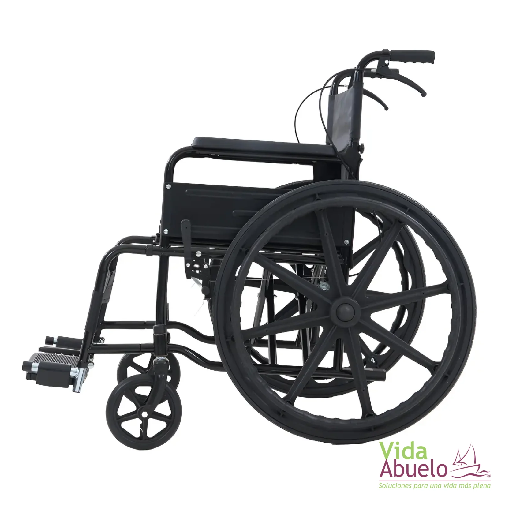 Silla de ruedas económica con rin poli y frenos manuales - Imagen 2