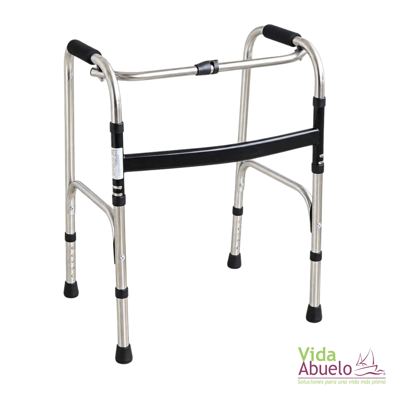Andador plegable sin ruedas cromado