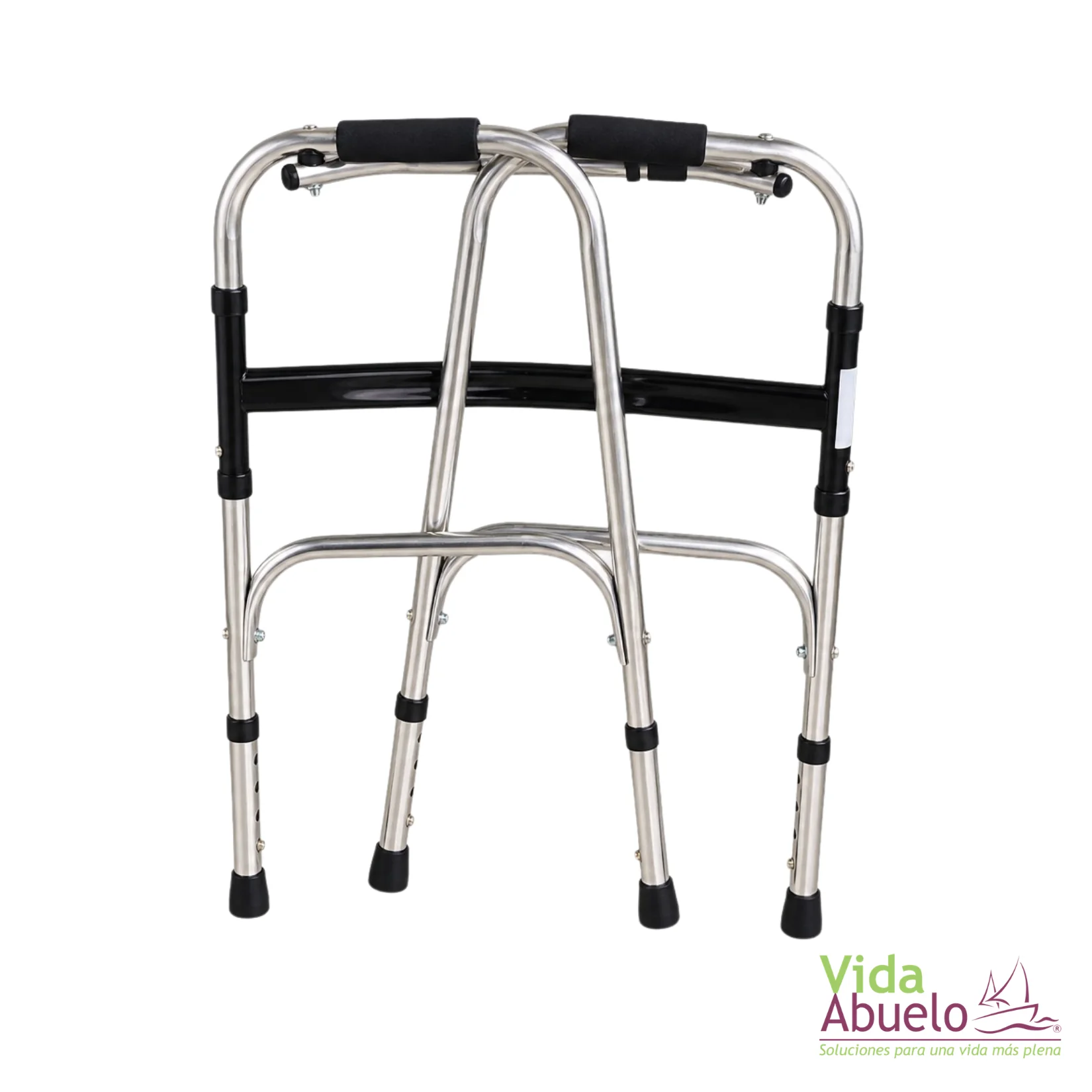 Andador plegable sin ruedas cromado - Imagen 2