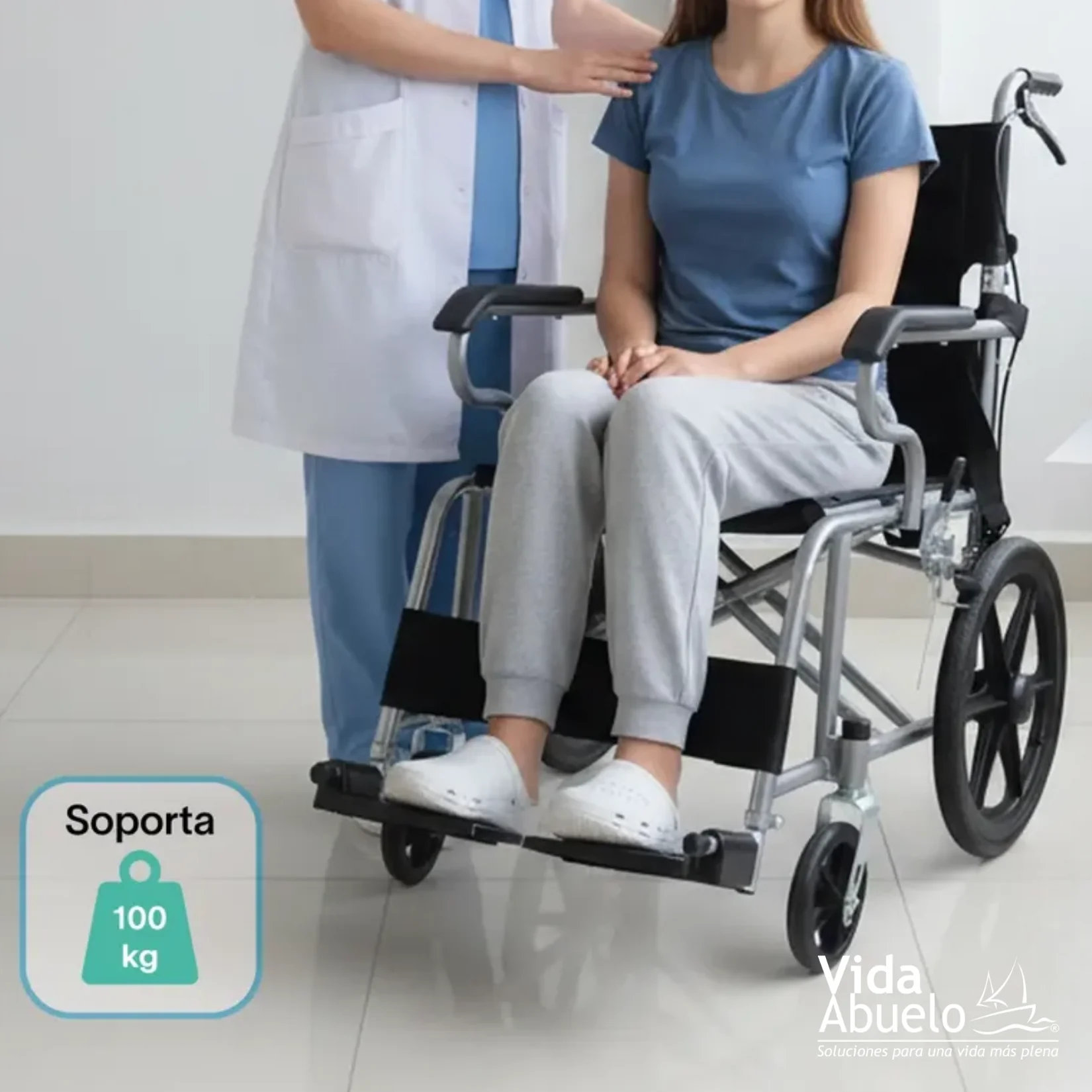 Silla de ruedas de traslado compacta, portátil y ligera - Imagen 6