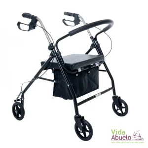 Andador rollator con asiento y bolsa negro